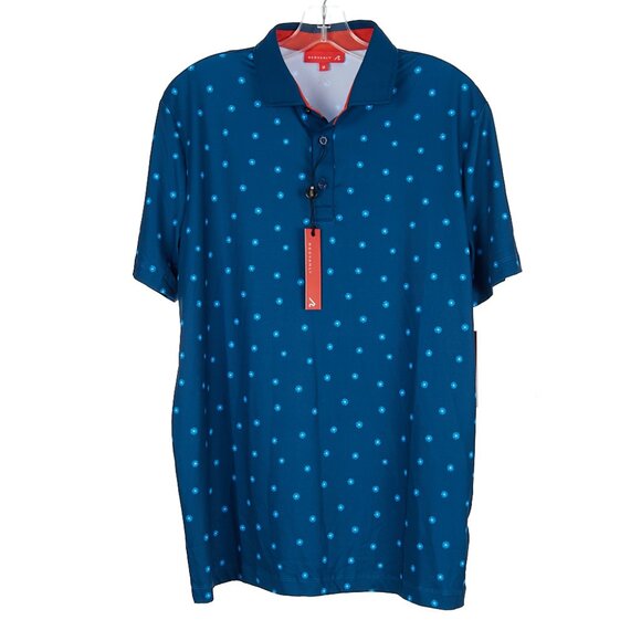 Redvanly Polo Shirt Medium Golf Junian Admiral Blue Geometric Spandex Stretch - Picture 1 of 7